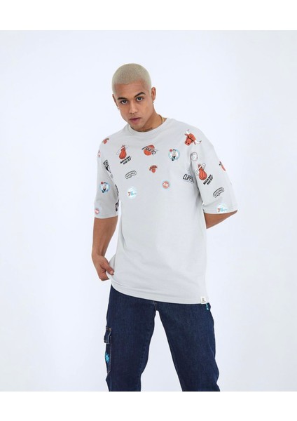 Özel Tasarım Bisiklet Yaka Minimal Magnet Baskılı Pamuk Oversize Erkek T-Shırt fiyatları