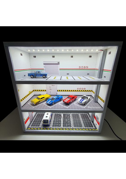 1:64 Ölçek Araçlar Için LED Işıklı 3 Katlı Diorama
