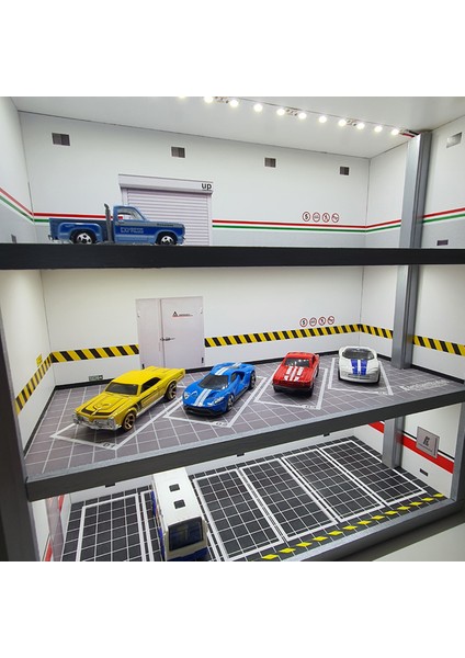 1:64 Ölçek Araçlar Için LED Işıklı 3 Katlı Diorama