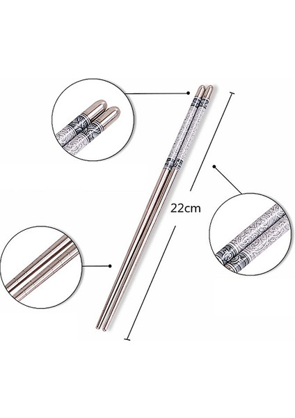 Mutfak Gereçleri 304 Paslanmaz Çelik Chopstick Yemek Çubuğu