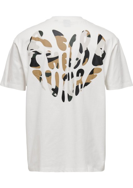 Pamuklu Sırt Baskılı Rahat Kalıp T-Shirt Onshans Camo - 22024804