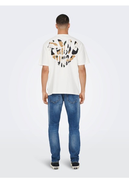 Pamuklu Sırt Baskılı Rahat Kalıp T-Shirt Onshans Camo - 22024804