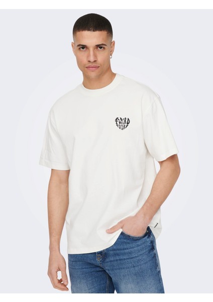 Pamuklu Sırt Baskılı Rahat Kalıp T-Shirt Onshans Camo - 22024804