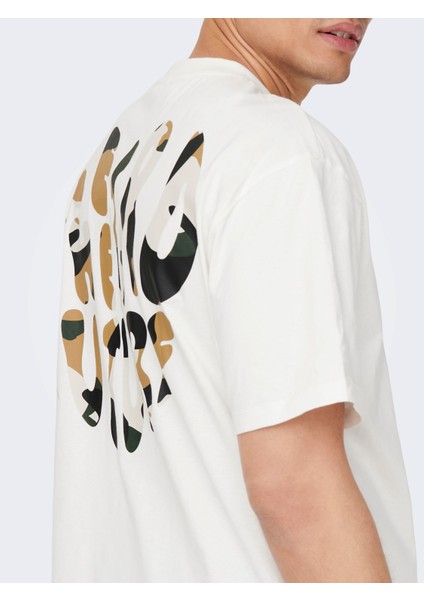 Pamuklu Sırt Baskılı Rahat Kalıp T-Shirt Onshans Camo - 22024804