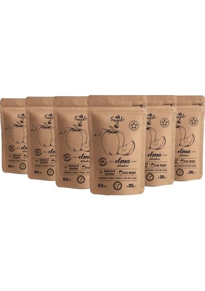 Dondurularak Kurutulmuş Elma Dilimi 6 x 20 gr
