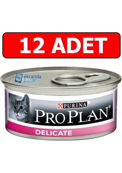 Proplan Delicate Hindi Etli Kedi Konservesi Hassas Kedi Yaş Maması 85 gr 12 Adet
