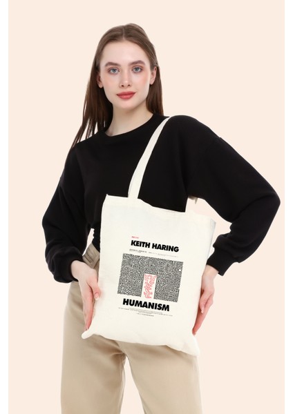 Keıth Harıng Baskılı Ham Bez Çanta modelleri