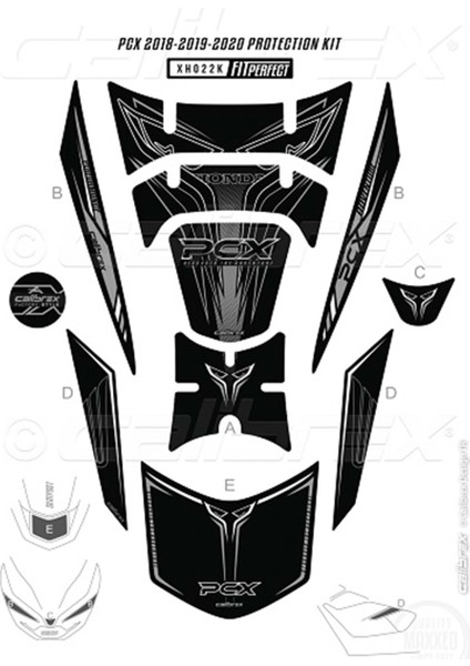Honda Pcx 2018-19-20 Tank Pad XH022K 11 Parça Set