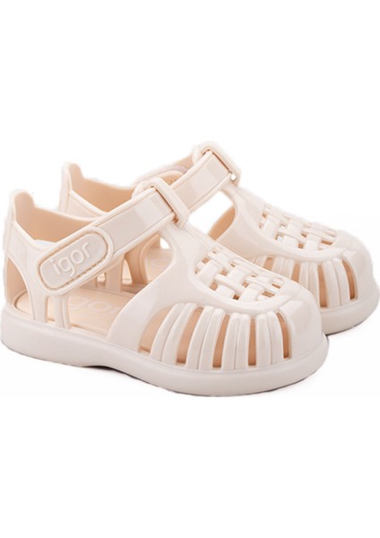 S10311 Tobby Gloss Çocuk Fildişi Sandalet