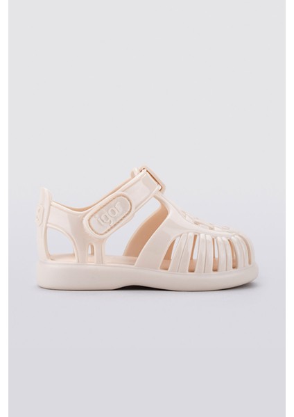 S10311 Tobby Gloss Çocuk Fildişi Sandalet