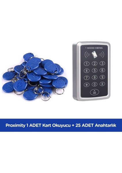 1 Adet Sarkey SR-204 Proximity Kart Okuyucu ve 25 Adet Sarkey SR-600 Proximity Anahtarlık (125 Khz)