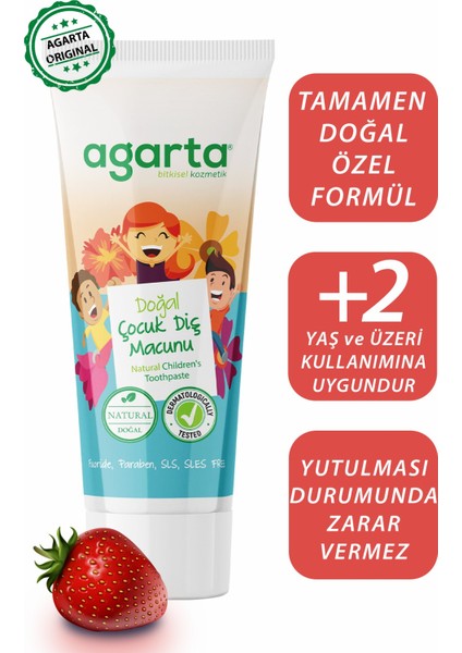 Doğal Çocuk Diş Macunu Çilekli 75 Ml / 100 Gr X 3 ADET