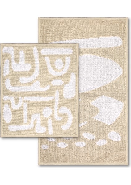 Cool Shape Doğal Pamuklu 2'Li Banyo Kilim Seti