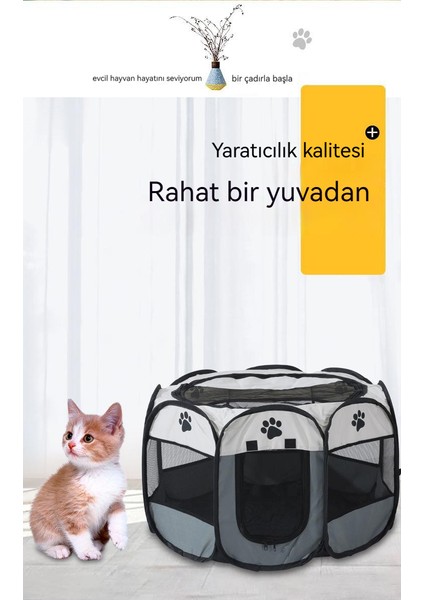 Sekizgen Çit Çadır Oxford Kumaş Köpek Kedi Kulübesi (Yurt Dışından)