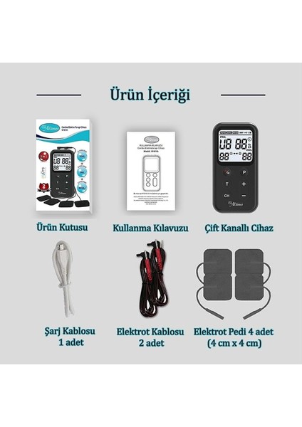 Deva Medikal Alltimes Tens Cihazı Ems Özellikli 26 Programlı Üçlü Masaj Fizik Terapi Elektriksel Sinir Stimulasyon Aleti M101A