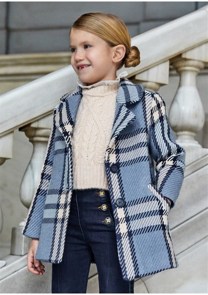 Kız Çocuk Kareli Kaban