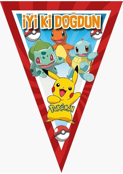 Pokemon Doğum Günü Konsepti Büyük Afişli 50X70 cm 40 Kişilik Pokemon Doğum Günü Seti fırsatları