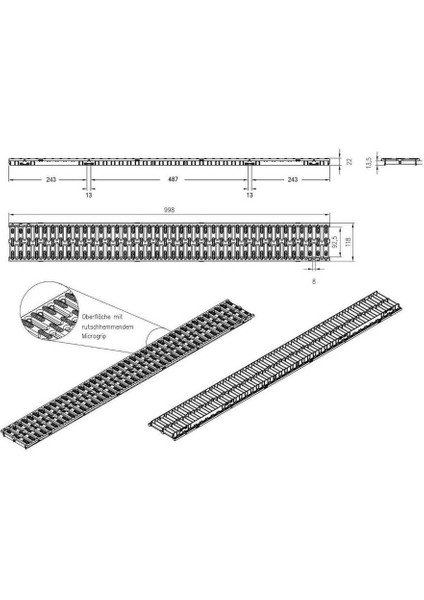 Hexaline Drenaj Kanalı Izgarası Plastik 100 Cm Siyah 319250 modelleri