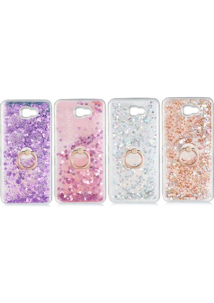 Galaxy J7 Prime Kılıf Sıvılı Simli Yüzüklü Kapak modelleri