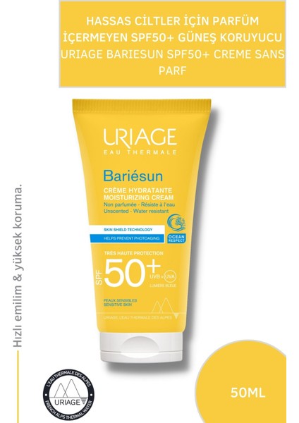 Bariesun Spf 50+ Creme Sans Parf 50 Ml Parfüm İçermeyen Hassas Ciltler için Güneş Koruyucu Krem