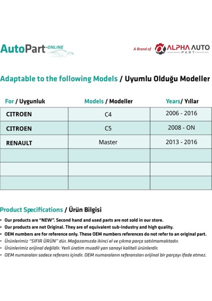 Citroen C4-C5 Için Arka Cam Kriko Makarası-Sol