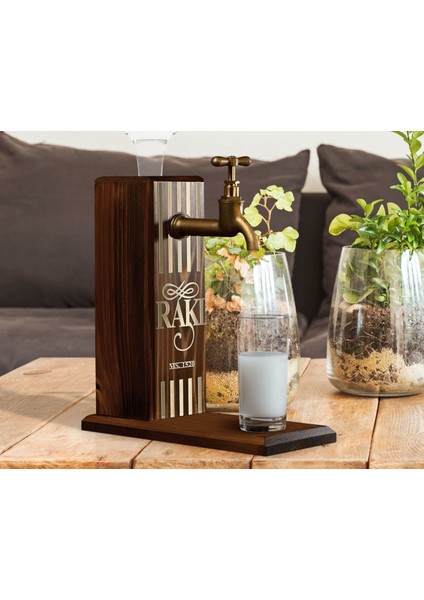 Aynalı Altın Kabartma Musluklu Doğal Ceviz Ahşap Rakı Standı, Home Bar, Içecek Dispenseri, Ahşap Içecek Çeşmesi-1 fırsatları