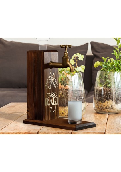 Aynalı Altın Kabartma Musluklu Doğal Ceviz Ahşap Rakı Standı, Home Bar, Içecek Dispenseri, Ahşap Içecek Çeşmesi-3 fırsatları
