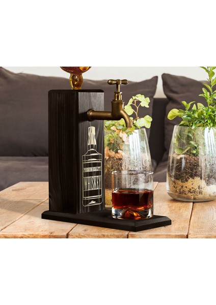Aynalı Altın Kabartma Musluklu Doğal Siyah(Ebony) Ahşap Viski Standı, Home Bar, Içecek Dispenseri, Ahşap Içecek Çeşmesi-7 fırsatları
