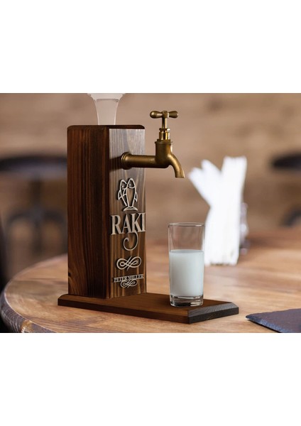 Kişiye Özel Kabartma Isimli Musluklu Ceviz Ahşap Rakı Standı, Rakı Çeşmesi, Doğum Günü Hediyesi, Ev Hediyesi, Içecek Dispenseri-3