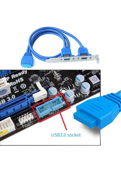 4992 19 Pin USB 3.0 Arka Pci Panel Genişleme Braketi 2 Port Çoklayıcı Kablosu