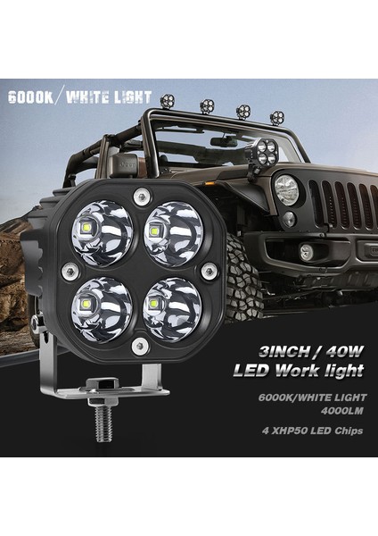 Off-Road Sis Lambası 4 LED 12-32V 40W -Set Beyaz / LASS284-2