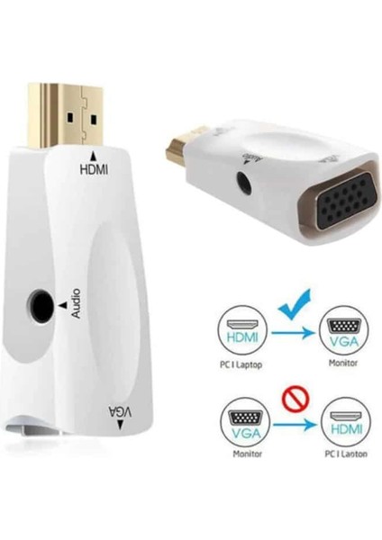HDMI To VGA + Audio Dönüştürücü Adaptör Concord C-844