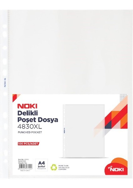 5 Paket Noki 4830-XL 100'lü Poşet Dosya