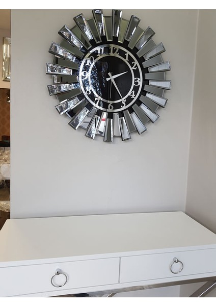 Güneş Twins Smoked Latin Black Model Gümüş Siyah Renk 70 Cm Dekoratif Aynalı Duvar Saati indirimleri