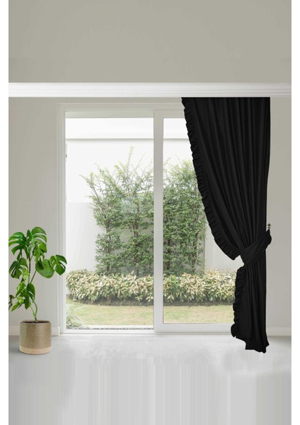 Fırfır Kenarlı Fon Perde Sağ KENAR245X140 Cm,pr-2sağ
