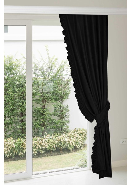 Fırfır Kenarlı Fon Perde Sağ KENAR245X140 Cm,pr-2sağ