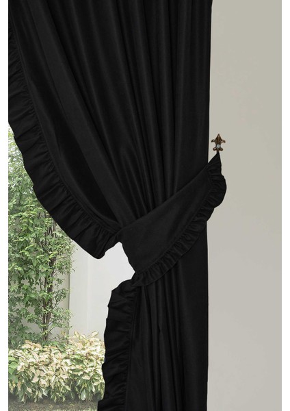 Fırfır Kenarlı Fon Perde Sağ KENAR245X140 Cm,pr-2sağ