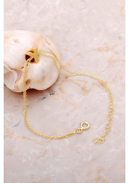 Y Harfi Altın Kaplama Gümüş Bileklik 4259