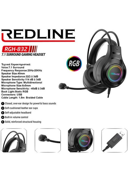 RGH-832 Oyuncu Mikrofonlu Kulaklık Rgb