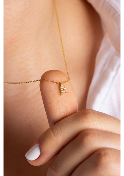 Kadın 925 Ayar Gümüş Minimal Harf Kolye