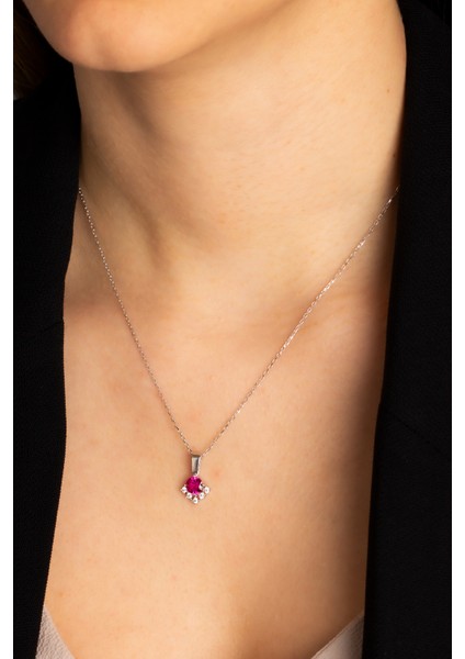 Kadın 925 Ayar Gümüş Yakut Taşlı Kolye fiyatları