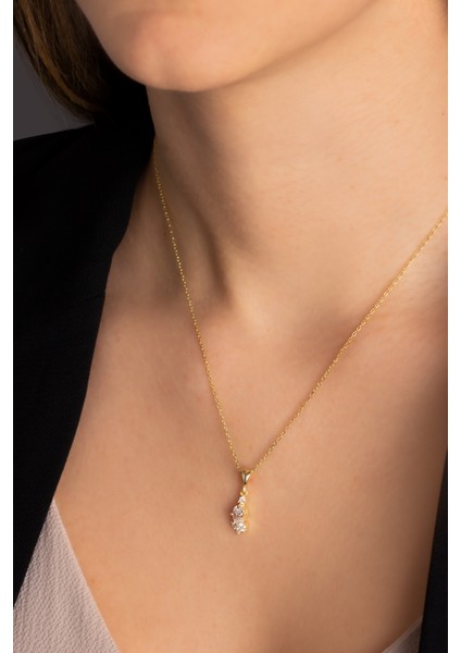 Kadın 925 Ayar Gümüş Oval Taşlı Kolye fiyatları