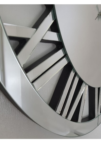 Future Roma Silver Model Gümüş Renk 70 Cm Dekoratif Aynalı Duvar Saati