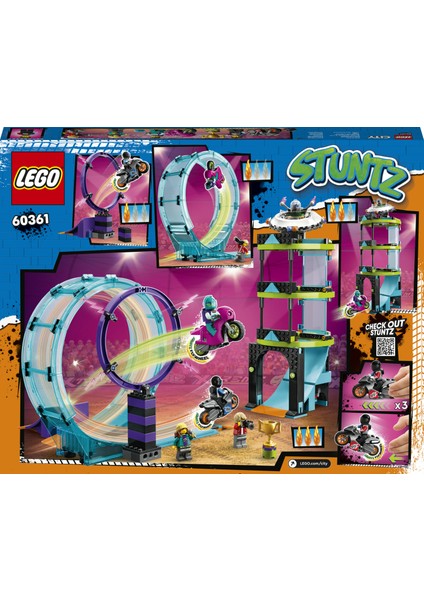 City Muhteşem Gösteri Sürücüleri Yarışması 60361 - 7 Yaş ve Üzeri Çocuklar için 1 veya 2 Oyunculu Gösteri Motosikleti ve Minifigür İçeren Yaratıcı Oyuncak Yapım Seti (385 Parça)