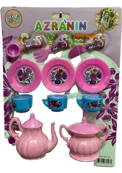 11 Parça Oyuncak Azra'nın Çay Seti - Oyuncak Kartela Çay Seti
