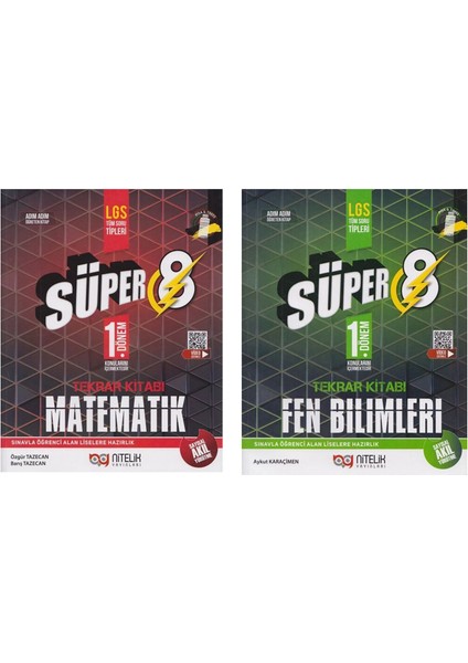 Nitelik Yayınları 8. Sınıf Matematik Fen Bilimleri Süper 1. Dönem Tekrar Kitabı Soru Bankası 2 Kitap Set