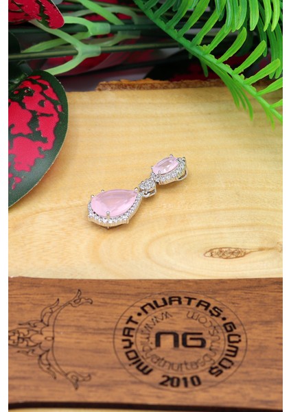 Pembe Kuvars ve Zirkon Taşlı 925 Ayar Gümüş Bayan Kolye 201021885 fiyatları