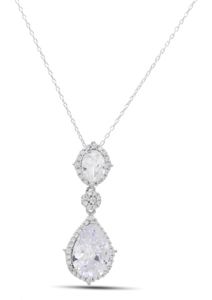 Zirkon Taşlı 925 Ayar Gümüş Bayan Kolye 201021888