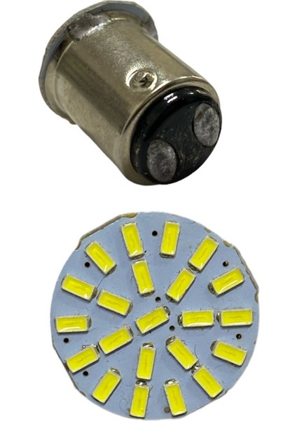 Beyaz 18 Led'li Çift Duy LED Ampul (1016 Tip) Stop, Sinyal, Geri Vites Aydınlatma