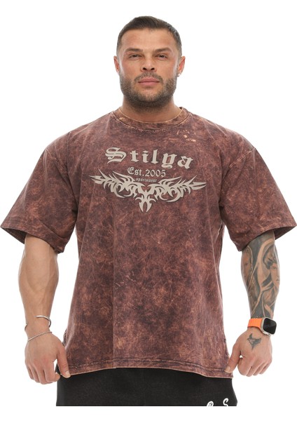 Asit Yıkamalı Eskitme T-Shirt Stilya